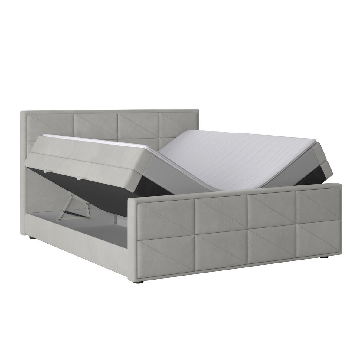 BOXSPRINGBETT 180/200 cm  in Hellgrau  - Hellgrau/Schwarz, Modern, Karton/Holzwerkstoff (180/200cm) - MID.YOU