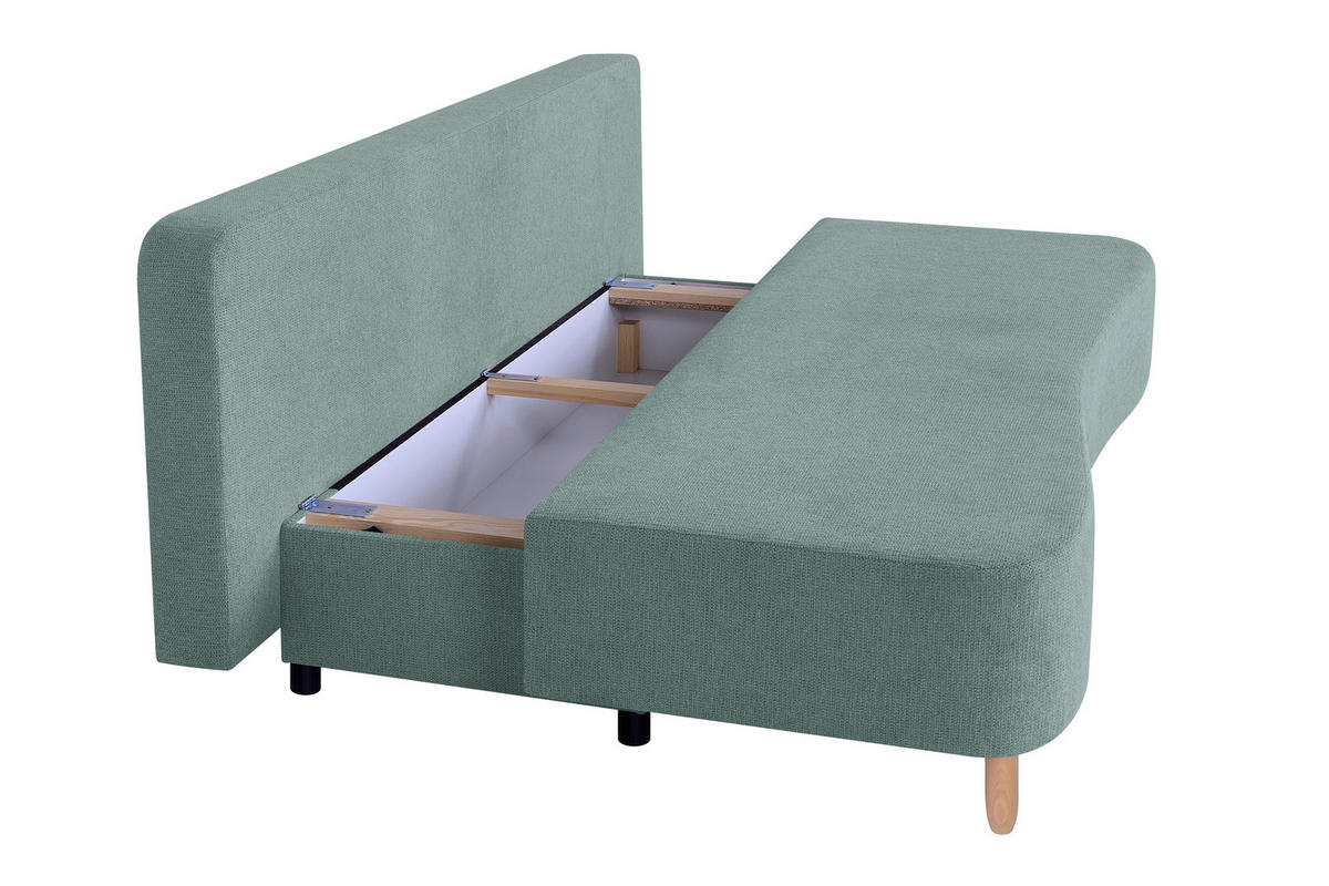 SCHLAFSOFA  mit Webstoff Blaugrau  - Buchefarben/Blaugrau, Design, Holz/Kunststoff (193/86/85cm) - P & B