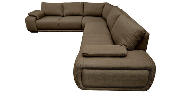 ECKSOFA Braun Struktur Rückenkissen, Rücken echt  - Chromfarben/Braun, KONVENTIONELL, Textil/Metall (310/280cm) - Carryhome