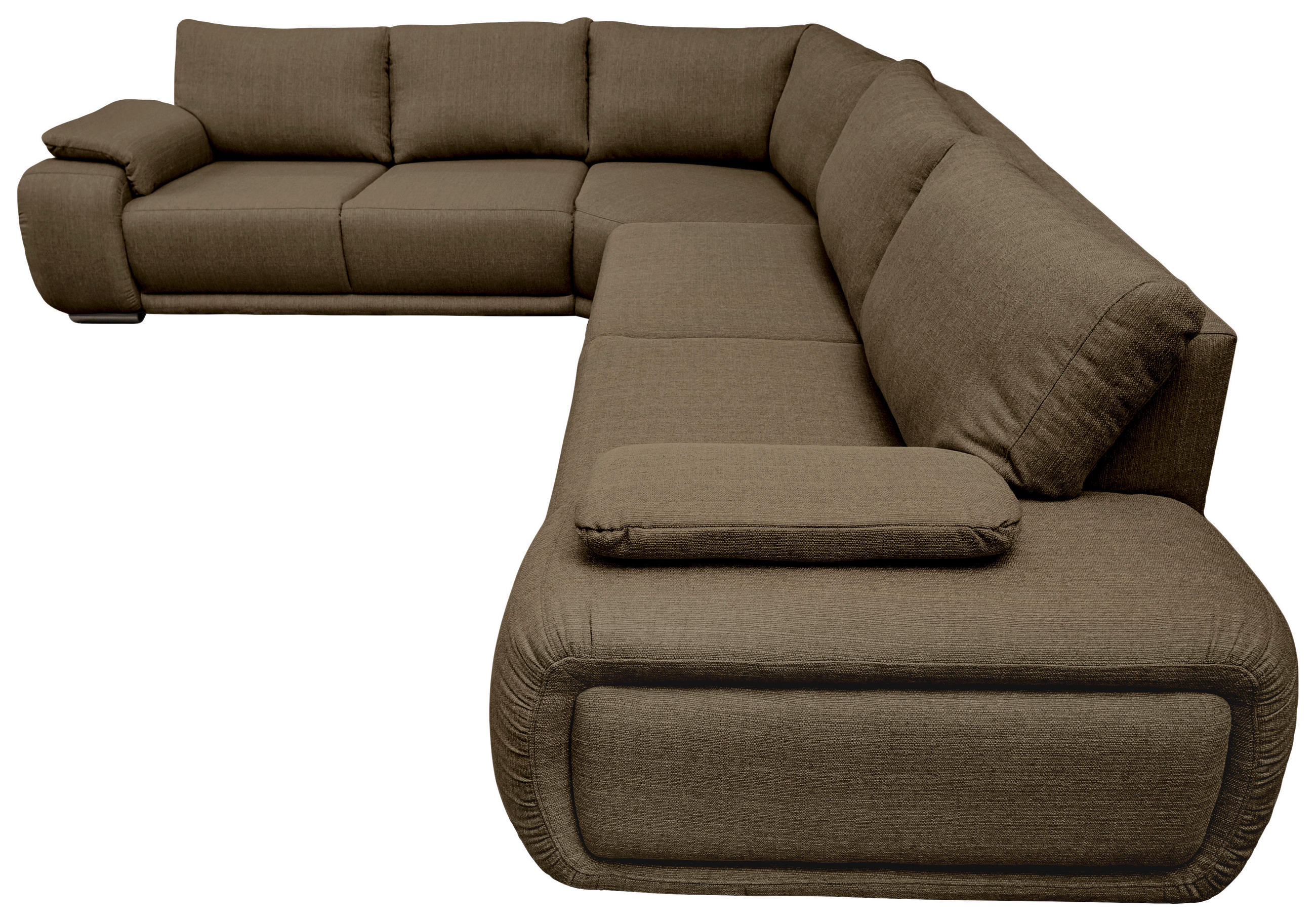 ECKSOFA Braun Struktur  - Chromfarben/Braun, KONVENTIONELL, Textil/Metall (310/280cm) - Carryhome
