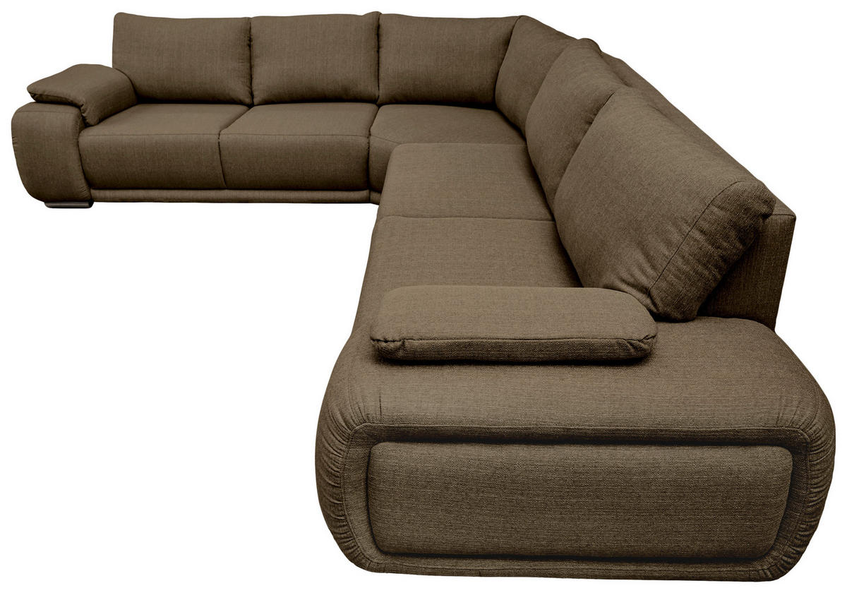 ECKSOFA Braun Struktur  - Chromfarben/Braun, KONVENTIONELL, Textil/Metall (310/280cm) - Carryhome