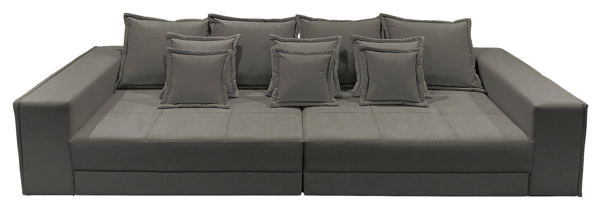 BIGSOFA Pescara in Textilgeflecht Grau  - Schwarz/Hellblau, Design, Kunststoff/Textil (289/85/110cm) - Livetastic