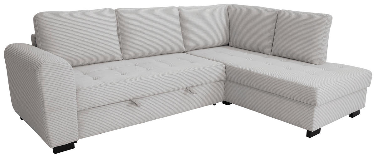 ECKSOFA JOHN Beigebraun Cord Rückenkissen, Bettkasten, Liegefläche im Originalstoff  - Beigebraun/Schwarz, Trend, Kunststoff/Textil (239/178cm) - P & B
