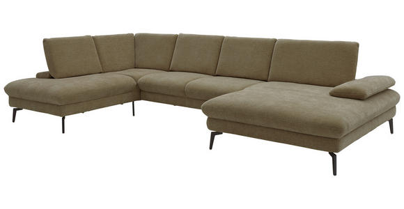WOHNLANDSCHAFT in Webstoff Hellbraun - Hellbraun/Schwarz, Design, Textil/Metall (208/354/157cm) - Dieter Knoll