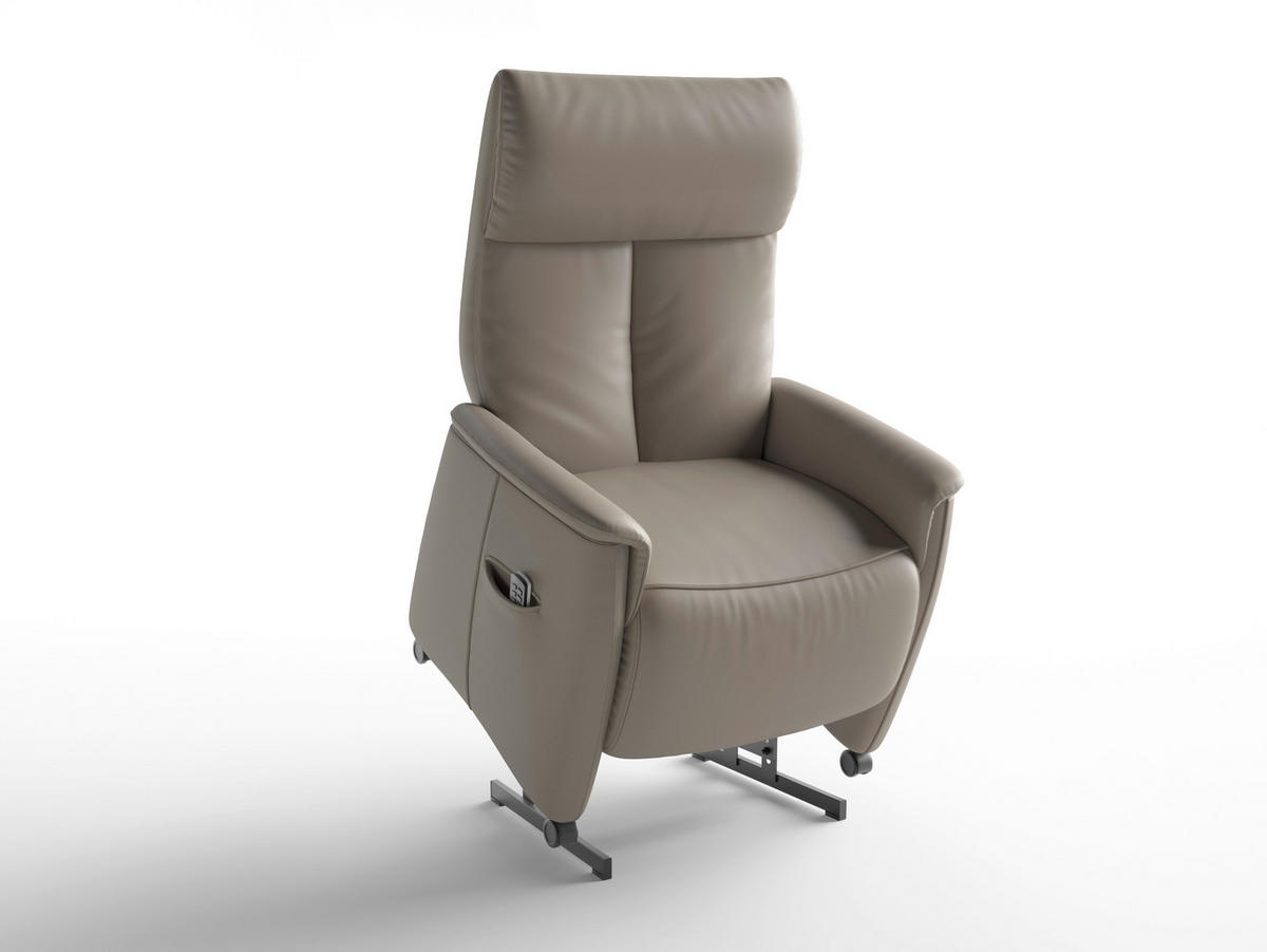 RELAXSESSEL TV CREMONA COMFORT E L3 Echtleder Kopfteilverstellung, Fußteilverstellung, Rücken echt    - Schwarz/Grau, Basics, Leder/Kunststoff (76/114/84cm) - Sit & More