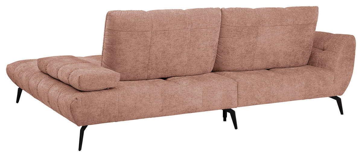 ECKSOFA Altrosa Flachgewebe Rücken echt, Sitztiefenverstellung  - Schwarz/Altrosa, KONVENTIONELL, Textil/Metall (273/211cm) - SetOne by Musterring