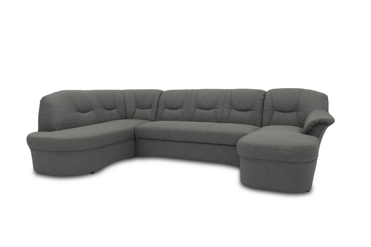 WOHNLANDSCHAFT Grau Mikrofaser  - Schwarz/Grau, KONVENTIONELL, Kunststoff/Textil (180/295/146cm) - MID.YOU