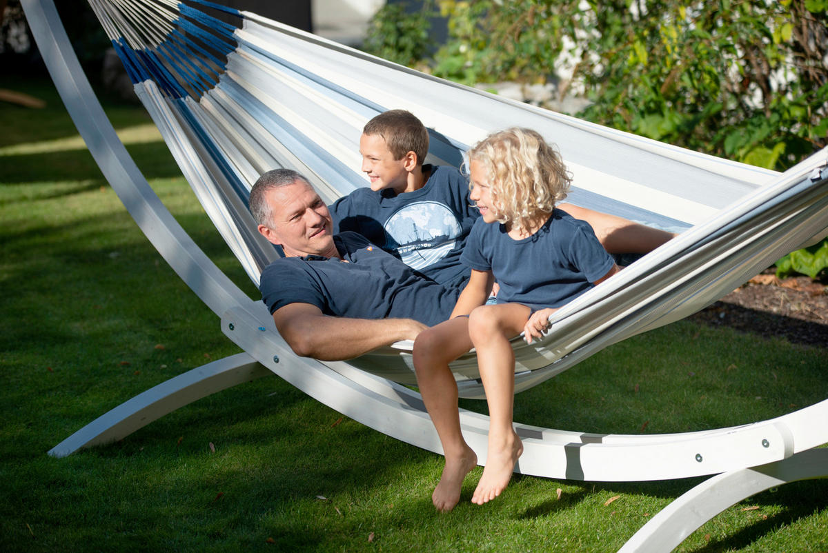 HÄNGEMATTE kingsize outdoor  - Blau/Weiß, KONVENTIONELL, Textil (180/400cm) - La Siesta