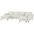 WOHNLANDSCHAFT Beige Chenille  - Beige/Schwarz, KONVENTIONELL, Textil/Metall (160/340/188cm) - Xora
