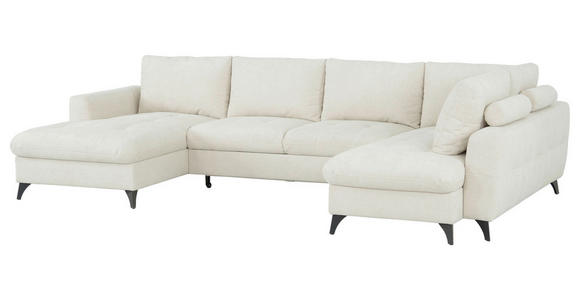 WOHNLANDSCHAFT Beige Chenille  - Beige/Schwarz, KONVENTIONELL, Textil/Metall (160/340/188cm) - Xora