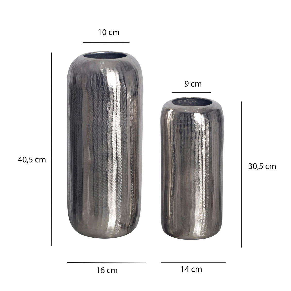 DEKOVASE  - Silberfarben, Design, Metall (16/40,5/16cm) - Livetastic