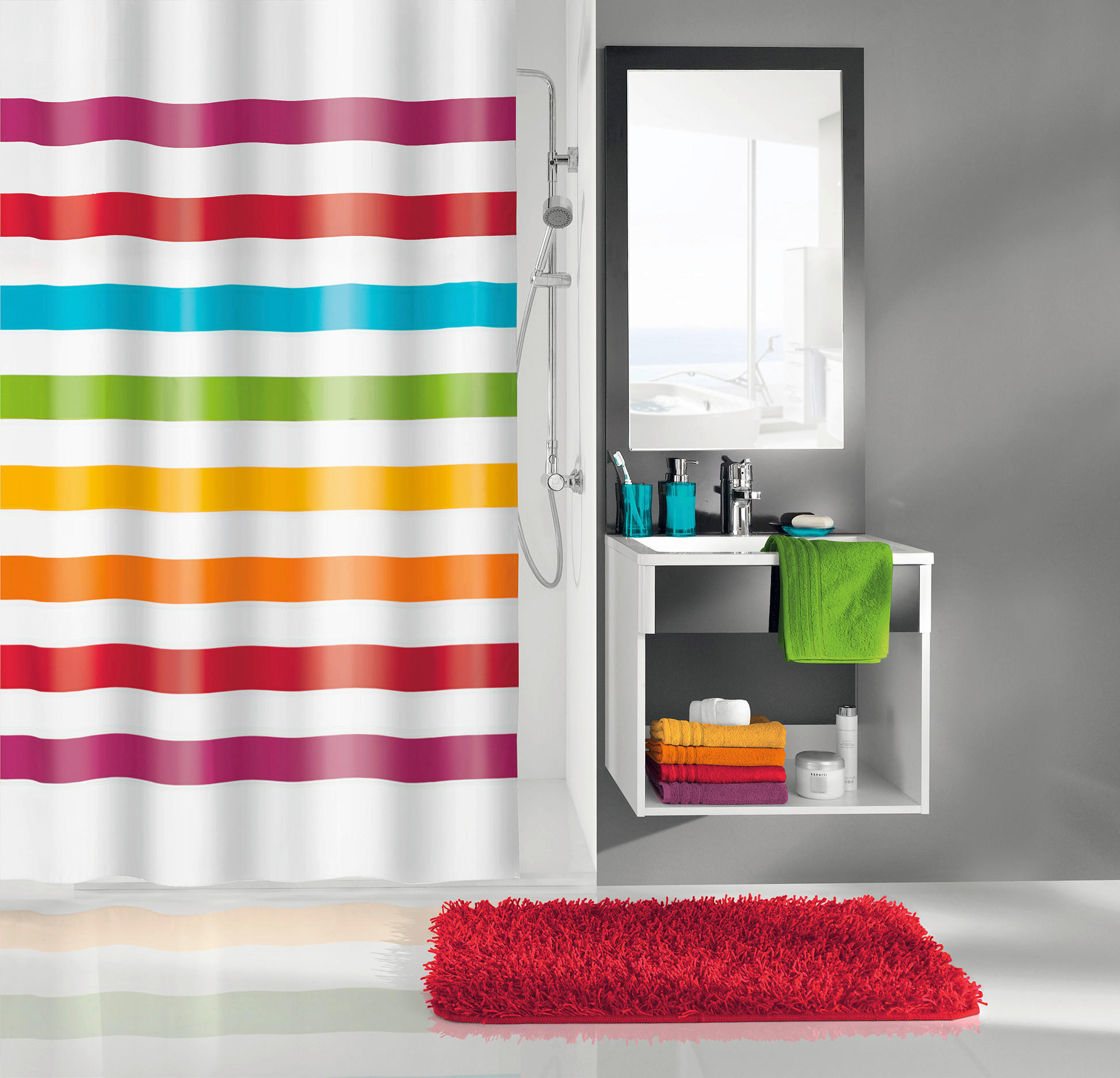 DUSCHVORHANG Select 180/200 cm  - Multicolor, Trend, Kunststoff (180/200cm) - Kleine Wolke