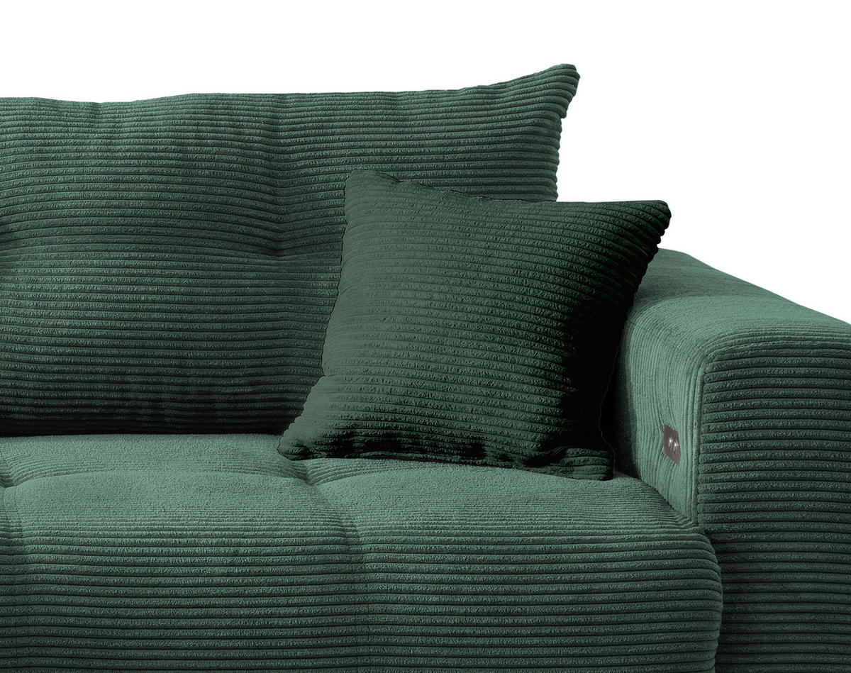 ECKSOFA in Cord Dunkelgrün  - Dunkelgrün/Schwarz, Modern, Holz/Textil (177/246cm) - MID.YOU