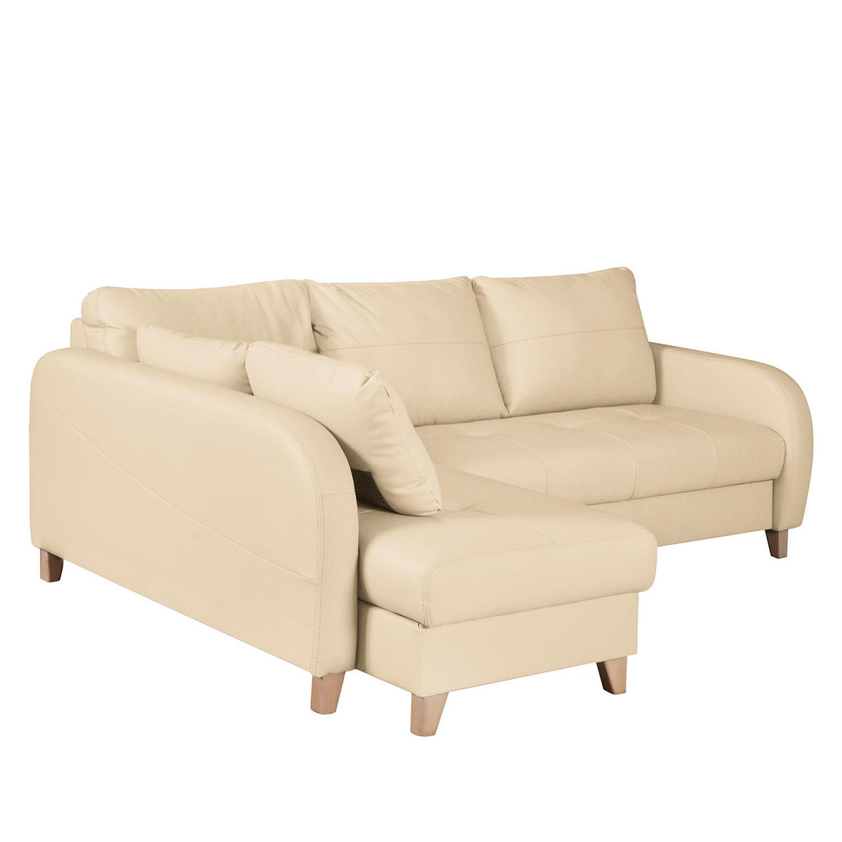 ECKSOFA Lederlook Echtleder Beige  - Beige/Buchefarben, Design, Leder/Holz (168/227cm) - Livetastic