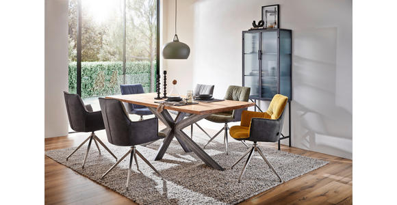 ESSTISCH Eichefarben rechteckig   - Eichefarben/Schwarz, Design, Holz/Metall (200/100/77cm) - Linea Natura