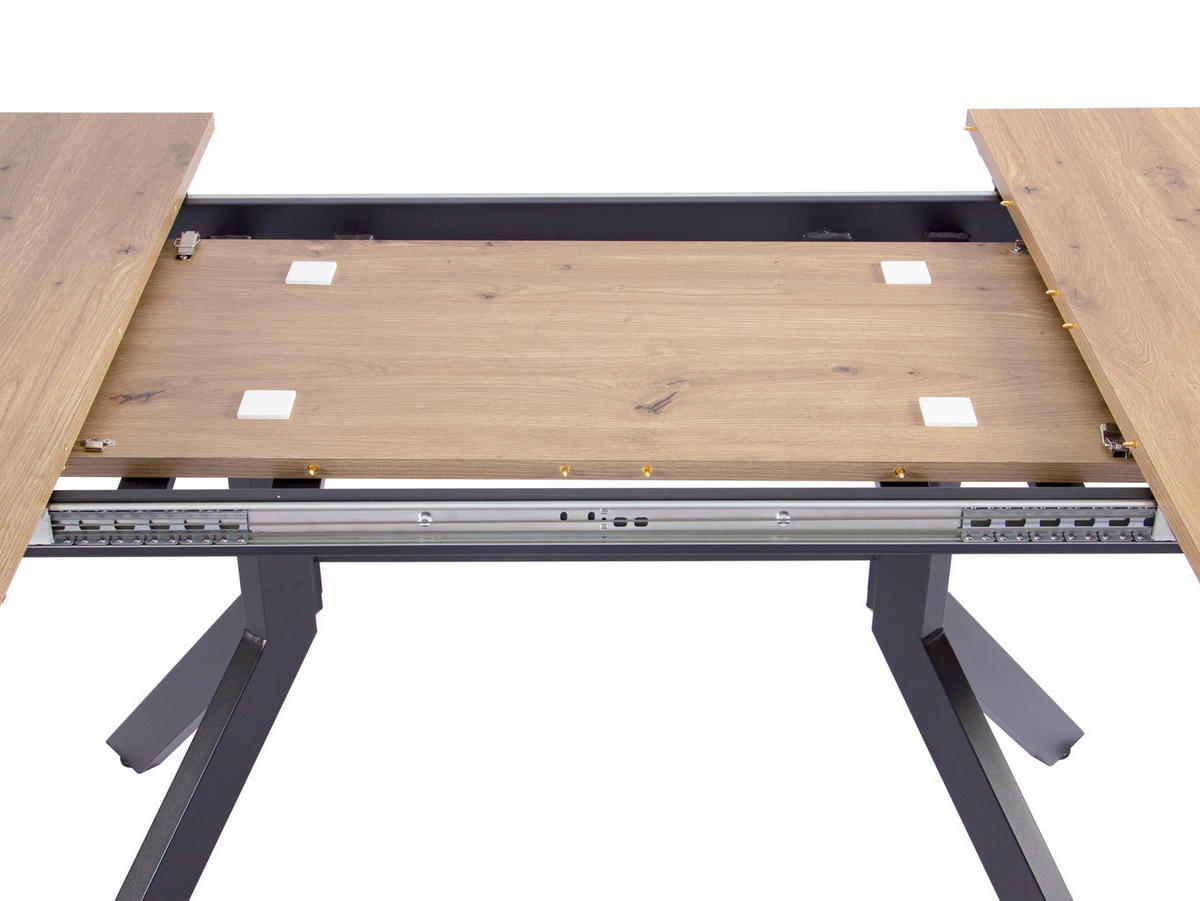 ESSTISCH 150-190/90/76 cm Nachbildung  Metall, Holzwerkstoff ausziehbar rechteckig Schwarz, Eiche Artisan  - Schwarz/Eiche Artisan, MODERN, Holzwerkstoff/Metall (150-190/90/76cm) - Livetastic