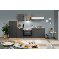 KÜCHENBLOCK 270 cm   in Grau  - Edelstahlfarben/Eichefarben, Basics, Holzwerkstoff/Metall (270cm) - Respekta