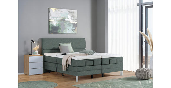 BOXSPRINGBETT 180/200 cm in Grün - Chromfarben/Grün, KONVENTIONELL, Kunststoff/Textil (180/200cm) - Voleo