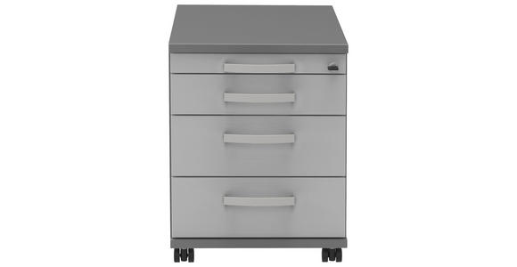 ROLLCONTAINER Anthrazit, Grau, Alufarben - Anthrazit/Alufarben, KONVENTIONELL, Holzwerkstoff/Metall (42,7/54,4/60cm) - Moderano