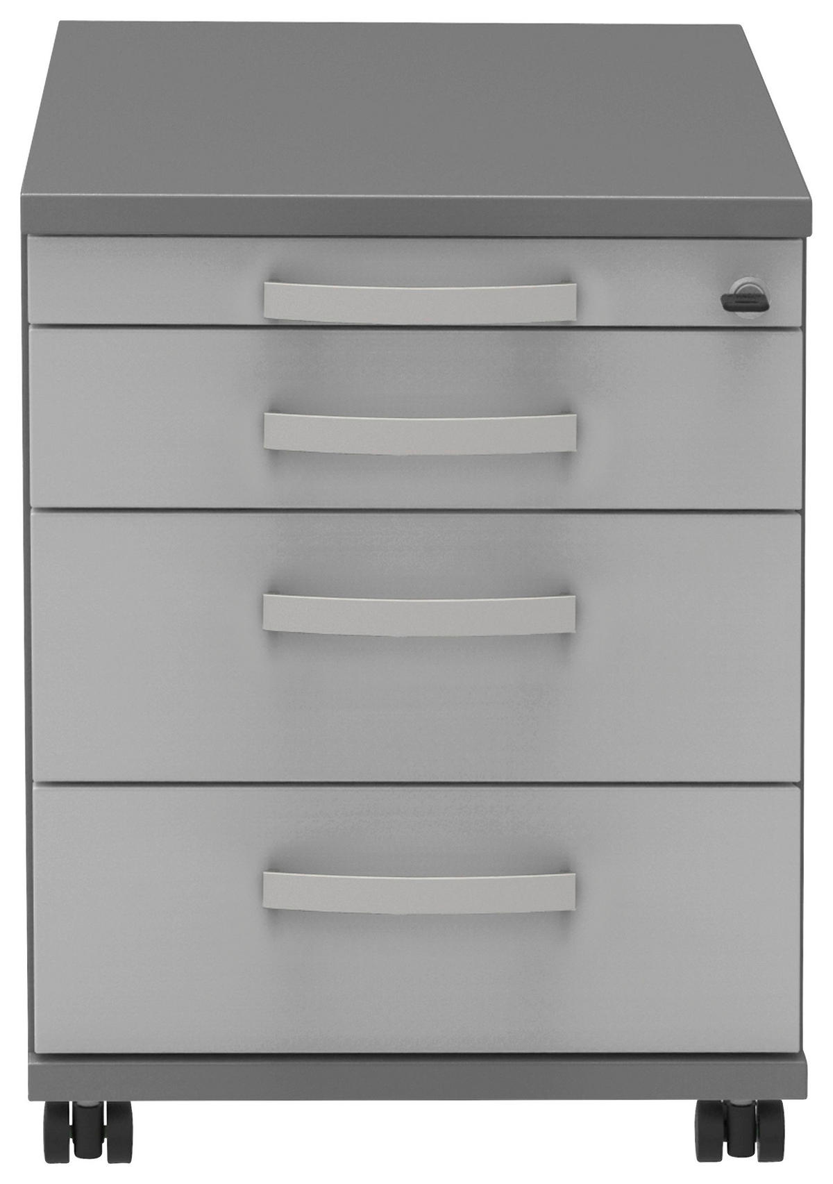 ROLLCONTAINER 42,7/54,4/60 cm  - Anthrazit/Alufarben, Konventionell, Holzwerkstoff/Metall (42,7/54,4/60cm) - Moderano
