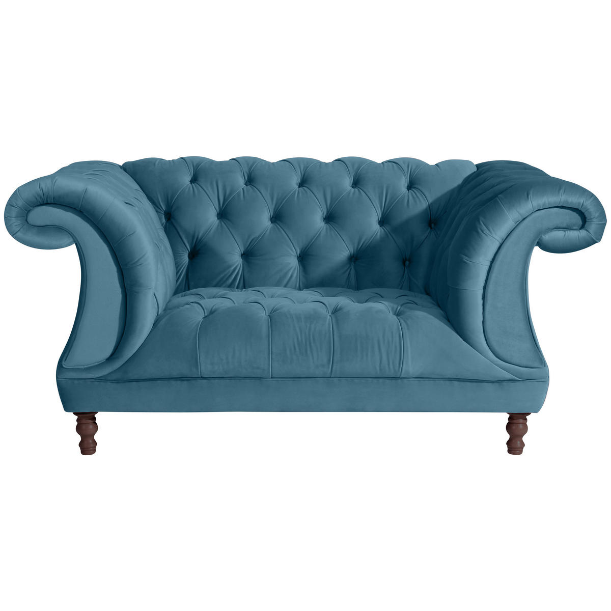 CHESTERFIELD-SESSEL - Nussbaumfarben/Petrol, Design, Holz/Textil (167/80/100cm) - Max Winzer
