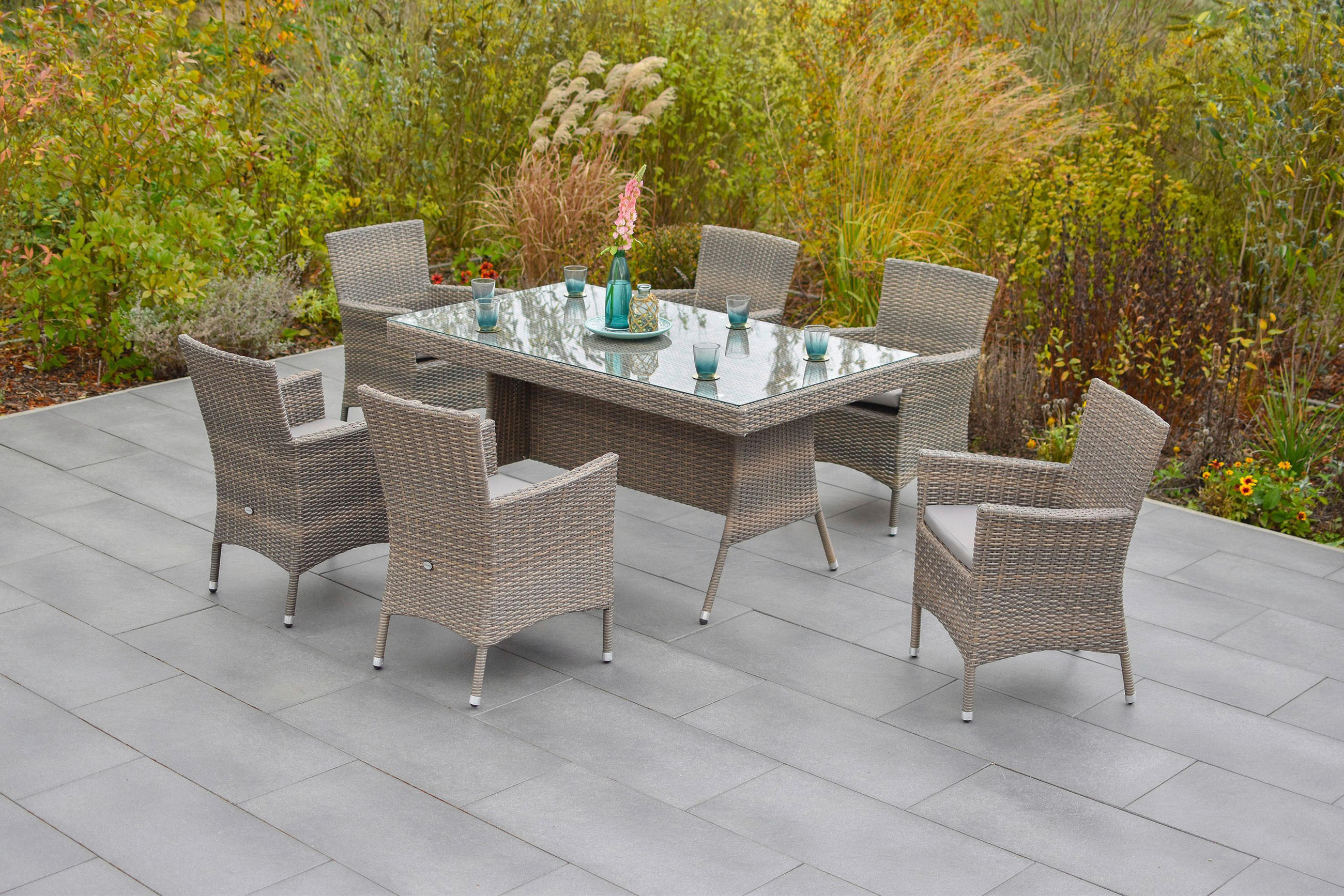 GARTENTISCH 160/90/76 cm Metall, Kunststoff rechteckig  - Beige/Grau, MODERN, Kunststoff/Metall (160/90/76cm) - Gardenson