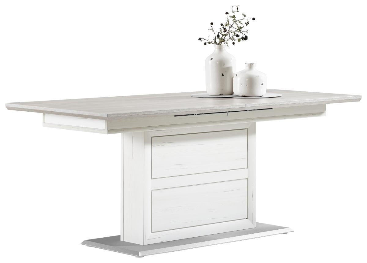 ESSTISCH Grau, Weiß rechteckig  ausziehbar  - Weiß/Grau, LIFESTYLE, Holzwerkstoff (180-220/90/76,2cm) - Hom`in