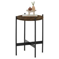 COUCHTISCH Eiche massiv 41/41/54 cm rund Schwarz, Eiche dunkel  - Eiche dunkel/Schwarz, Natur, Holz/Metall (41/41/54cm) - SetOne by Musterring