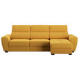 ECKSOFA in Velours Senfgelb  - Senfgelb/Schwarz, KONVENTIONELL, Kunststoff/Textil (285/177cm) - Carryhome