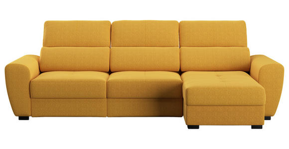 ECKSOFA in Velours Senfgelb  - Senfgelb/Schwarz, KONVENTIONELL, Kunststoff/Textil (285/177cm) - Carryhome