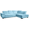 ECKSOFA in Cord Blau  - Blau/Schwarz, Design, Textil/Metall (313/242cm) - Xora