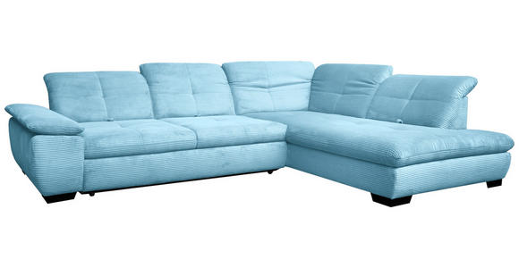 ECKSOFA in Cord Blau  - Blau/Schwarz, Design, Textil/Metall (313/242cm) - Xora