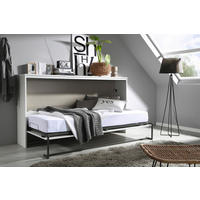 SCHRANKBETT 90/200 cm Weiss, Dunkelgrau  - Weiss/Dunkelgrau, Design, Holz/Holzwerkstoff (90/200cm) - Rauch Möbel