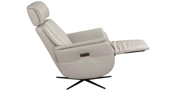 RELAXSESSEL Argo Echtleder Relaxfunktion, Kopfteilverstellung, Rücken echt    - Hellgrau, Design, Leder (71/110/80cm) - Novel