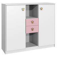 ŠIROKA KOMODA, roza, bela  - roza/bela, Konvencionalno, leseni material/les (122/105/40cm) - Ti'me