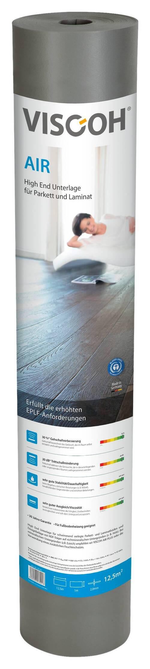 DÄMMUNTERLAGE  - Anthrazit, Basics, Kunststoff (100/1250/0,2cm) - Viscoh