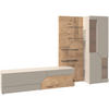 WOHNWAND 3-teilig  in Taupe, Wildeiche  304/194/45 cm  - Taupe/Wildeiche, Design, Glas/Holz (304/194/45cm) - Voglauer