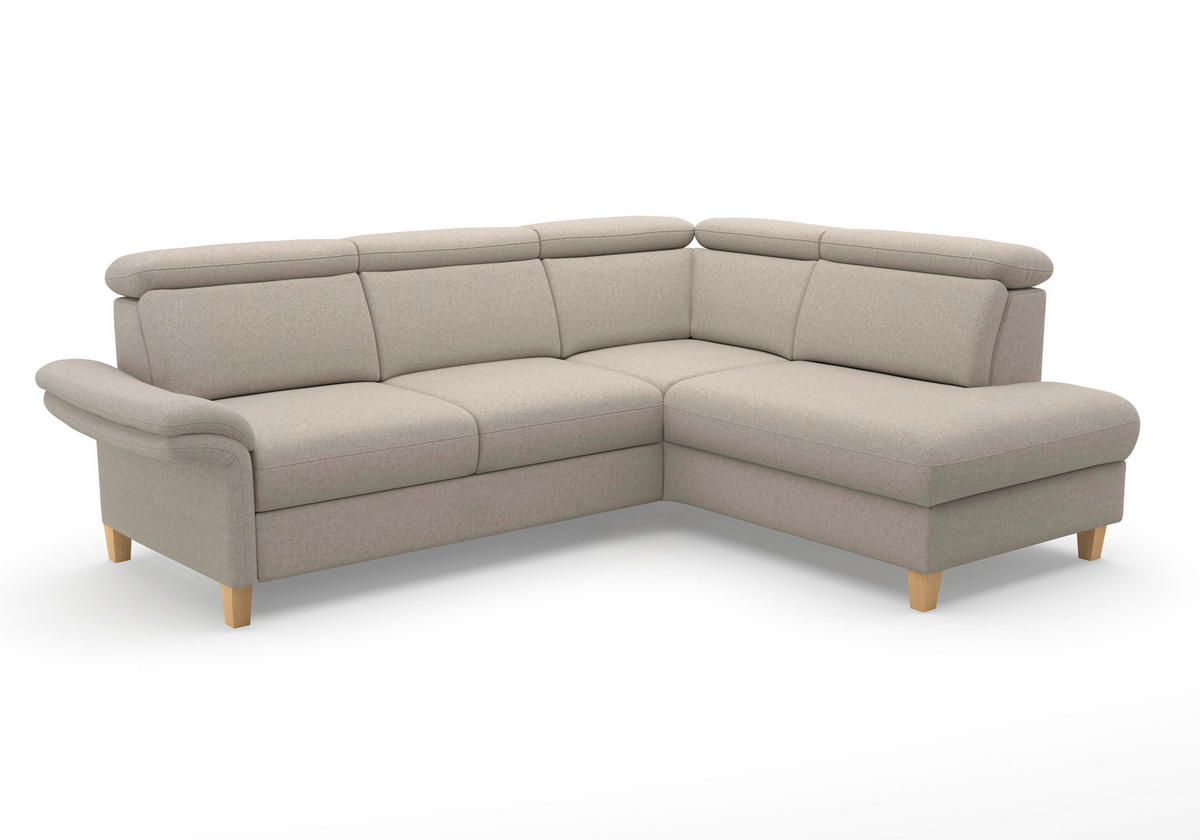 ECKSOFA Flachgewebe Taupe  - Taupe/Eichefarben, Konventionell, Holz/Textil (247/193cm) - Sit & More
