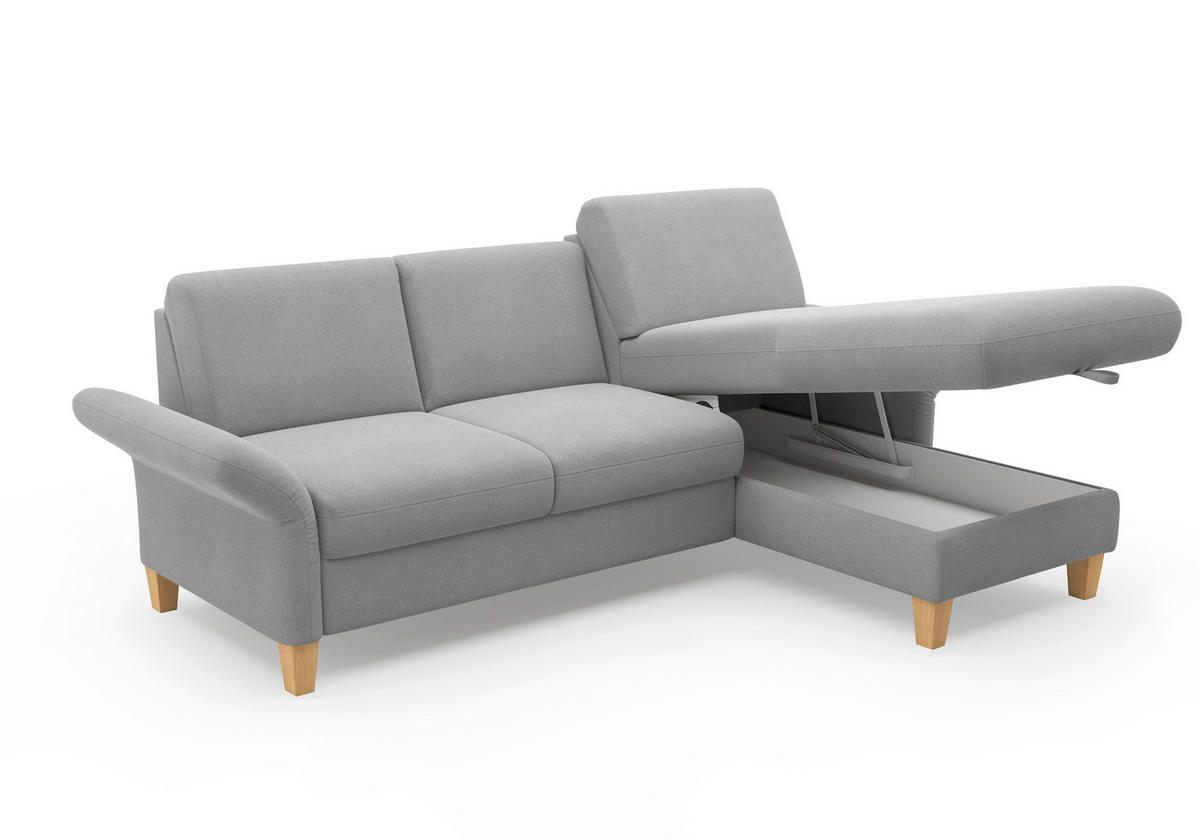 ECKSOFA ROCHELLE E Grau Flachgewebe  - Eichefarben/Grau, KONVENTIONELL, Holz/Textil (251/164cm) - Sit & More