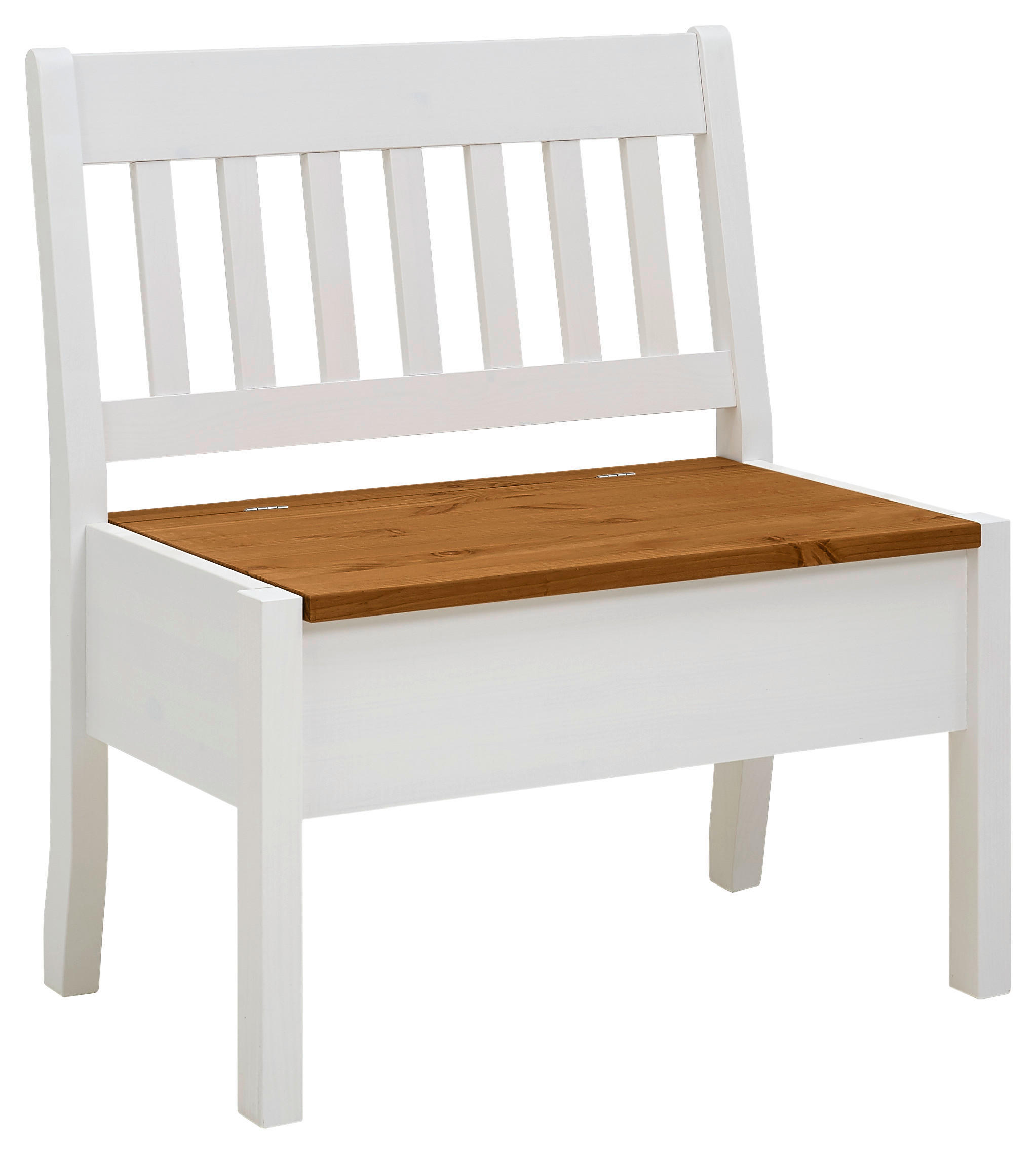 SITZBANK 83/93/58 cm Weiß, Bernsteinfarben Kiefer massiv  - Bernsteinfarben/Weiß, ROMANTIK / LANDHAUS, Holz (83/93/58cm) - Boxxx