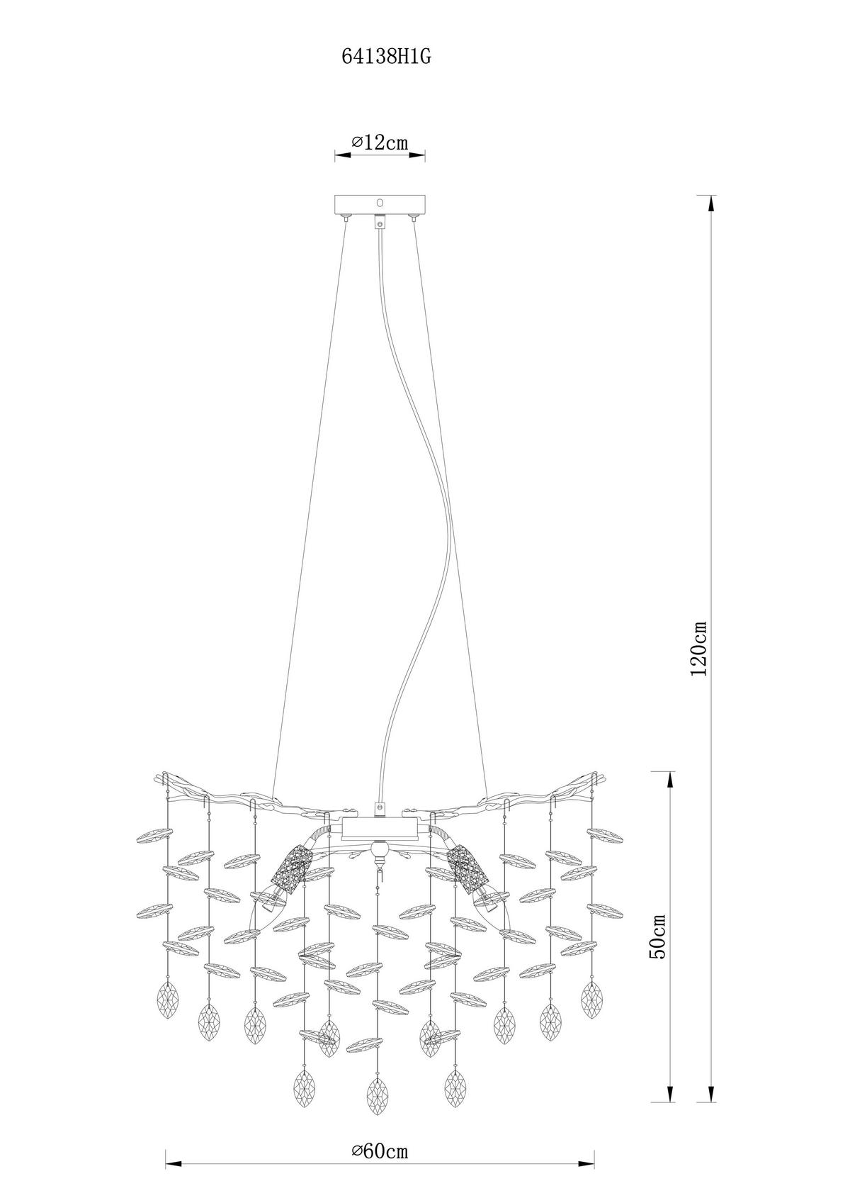 HÄNGELEUCHTE Queena 60/120 cm  - Klar/Goldfarben, Design, Glas/Metall (60/120cm) - Globo