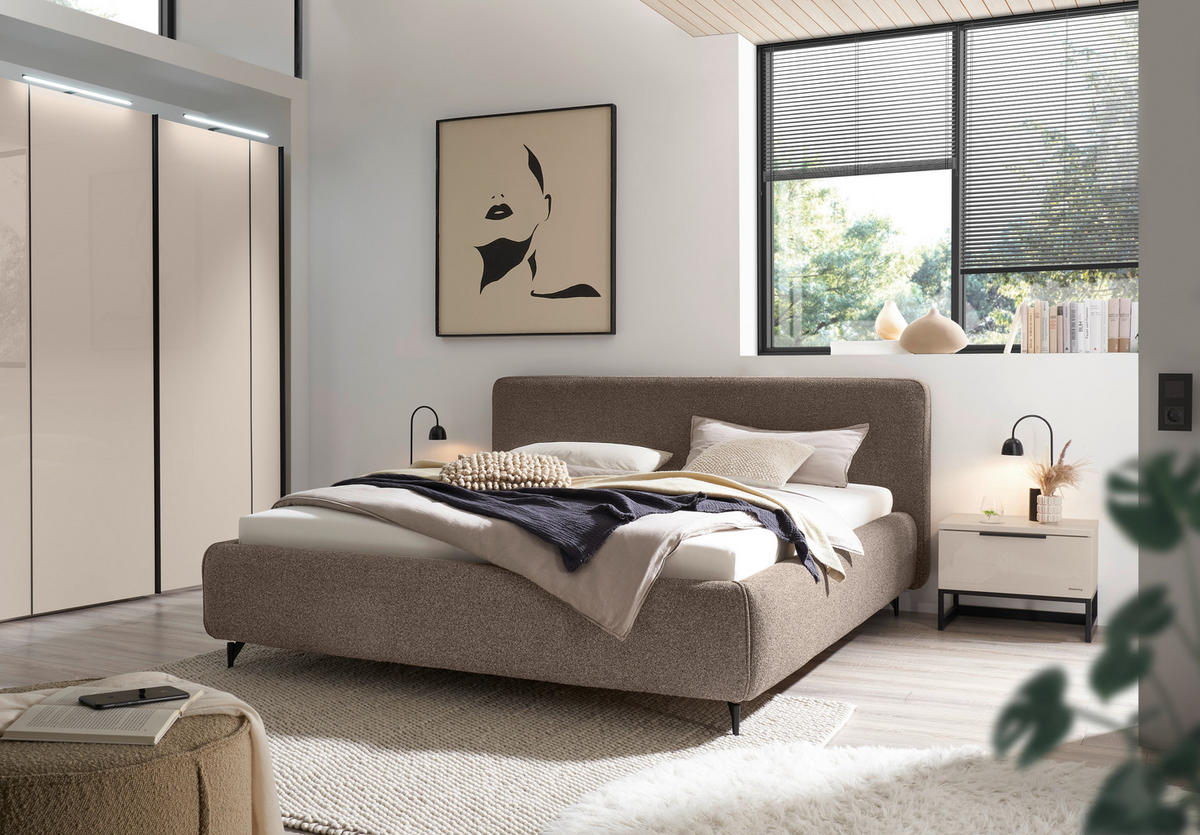 POLSTERBETT Bettkasten, Lattenroste, Matratzen 180/200 cm  in Braun  - Birkefarben/Buchefarben, Design, Holz/Textil (180/200cm) - Musterring