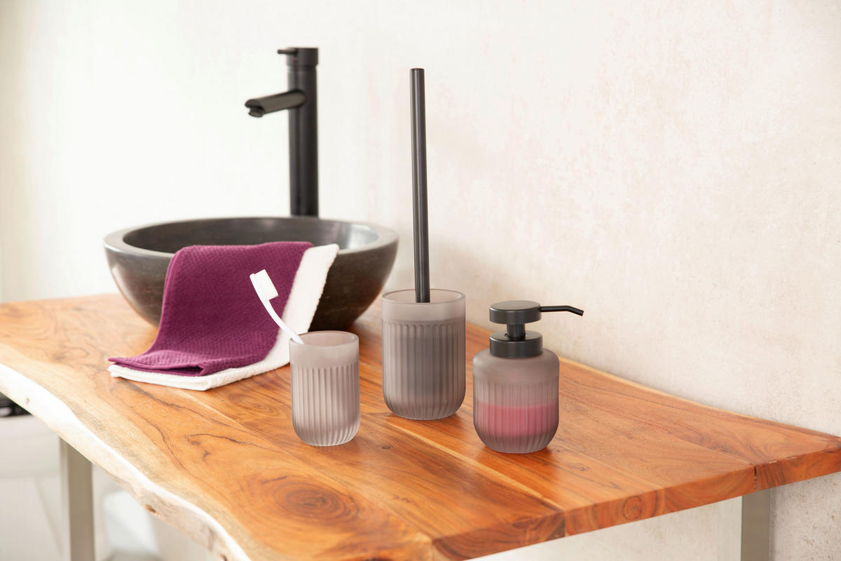 WC-BÜRSTENGARNITUR in Metall  Kunststoff   - Schwarz/Grau, Basics, Glas/Kunststoff (9/36,5/9cm) - Sadena