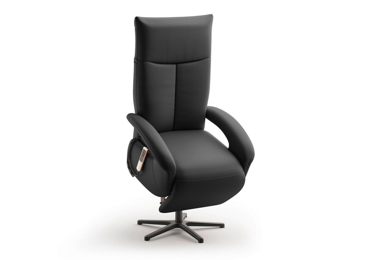 SESSEL in Echtleder Schwarz  - Schwarz, KONVENTIONELL, Leder/Metall (74/112/82cm) - Sit & More