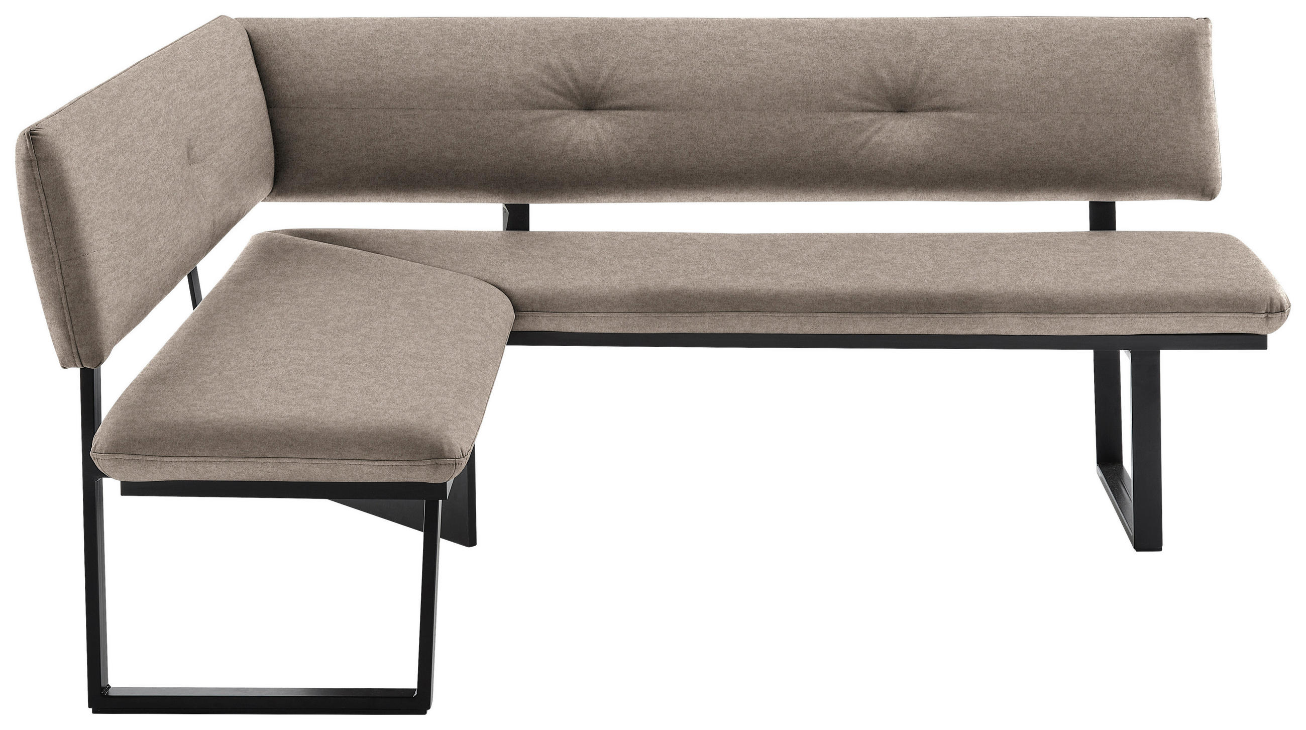 ECKBANK in Metall, Textil Schwarz, Hellbraun - Hellbraun/Schwarz, Modern, Textil/Metall (140/180cm) - Cantus