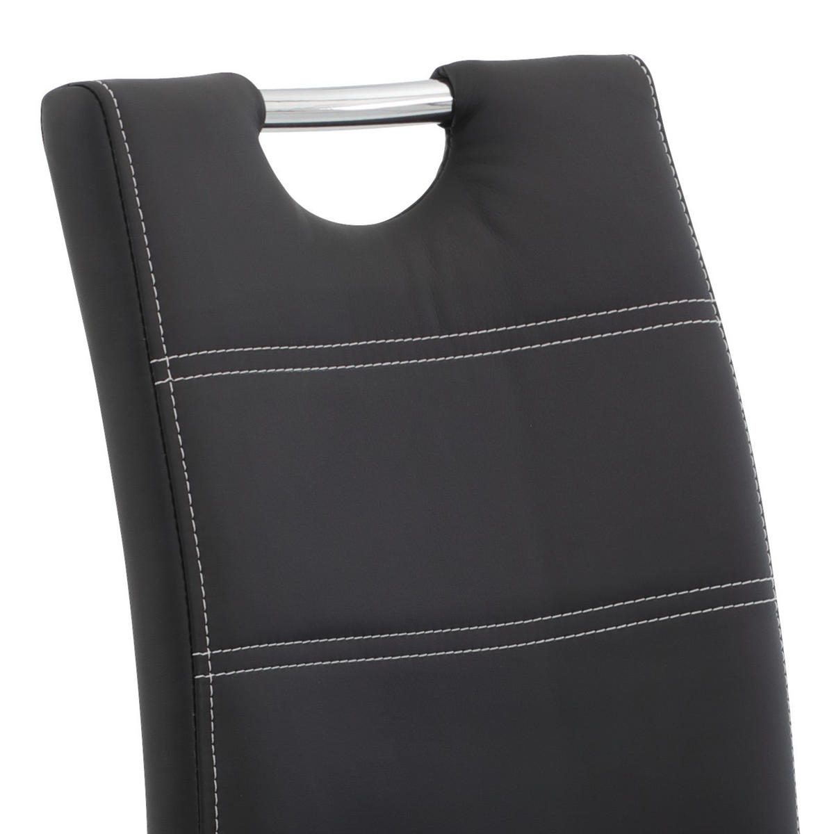 BARHOCKER-SET Lederlook Schwarz Stahl Sitzfläche 360° drehbar, mit Griff  - Chromfarben/Schwarz, MODERN, Textil/Metall (38/97-119/50cm) - MID.YOU