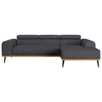 ECKSOFA Schwarz Mikrofaser  - Schwarz, KONVENTIONELL, Textil/Metall (244/157cm) - Cotta