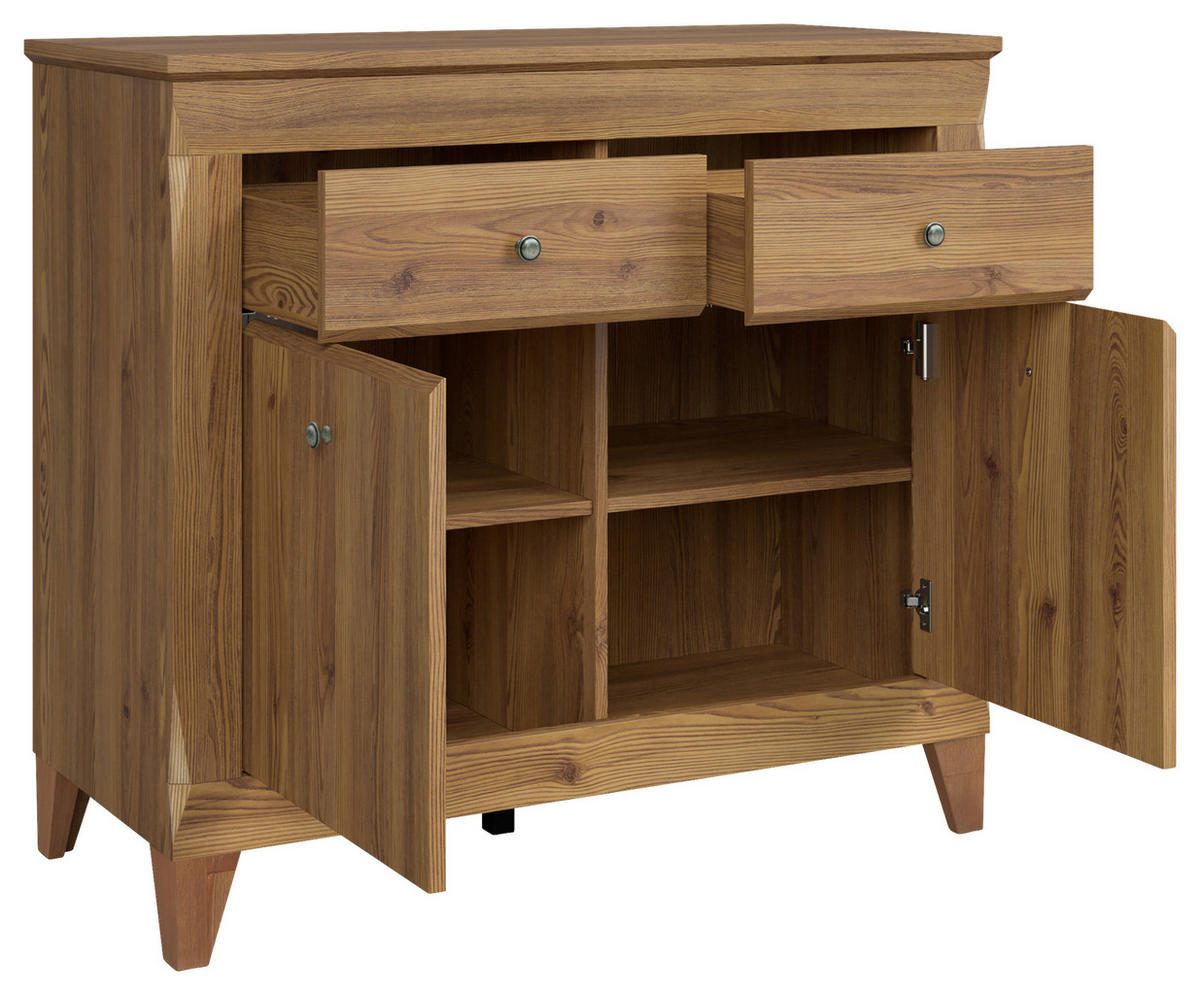 KOMMODE 110/98/47 cm Lärchefarben  - Eichefarben/Silberfarben, Design, Holzwerkstoff/Kunststoff (110/98/47cm)
