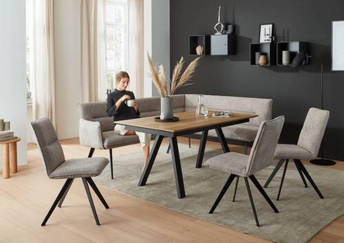 ESSTISCH in Metall, Holzwerkstoff 140/90/75 cm  - Eichefarben/Anthrazit, Design, Holzwerkstoff/Metall (140/90/75cm) - Venjakob