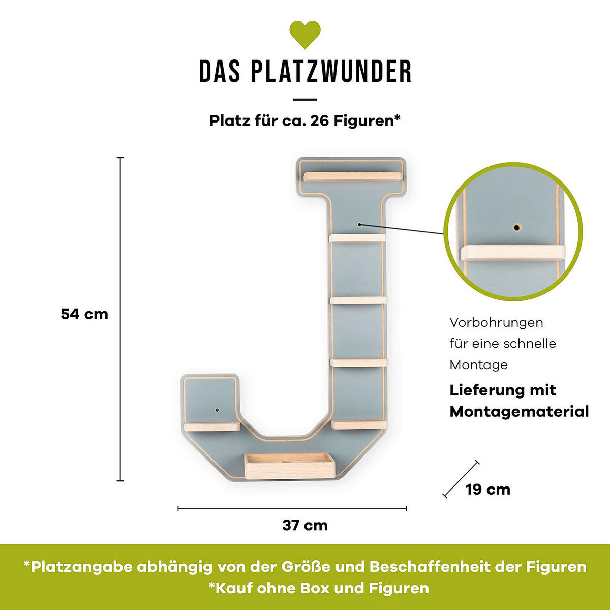 KINDERREGAL  - Grau, Modern, Holzwerkstoff (37/54/19cm) - MID.YOU